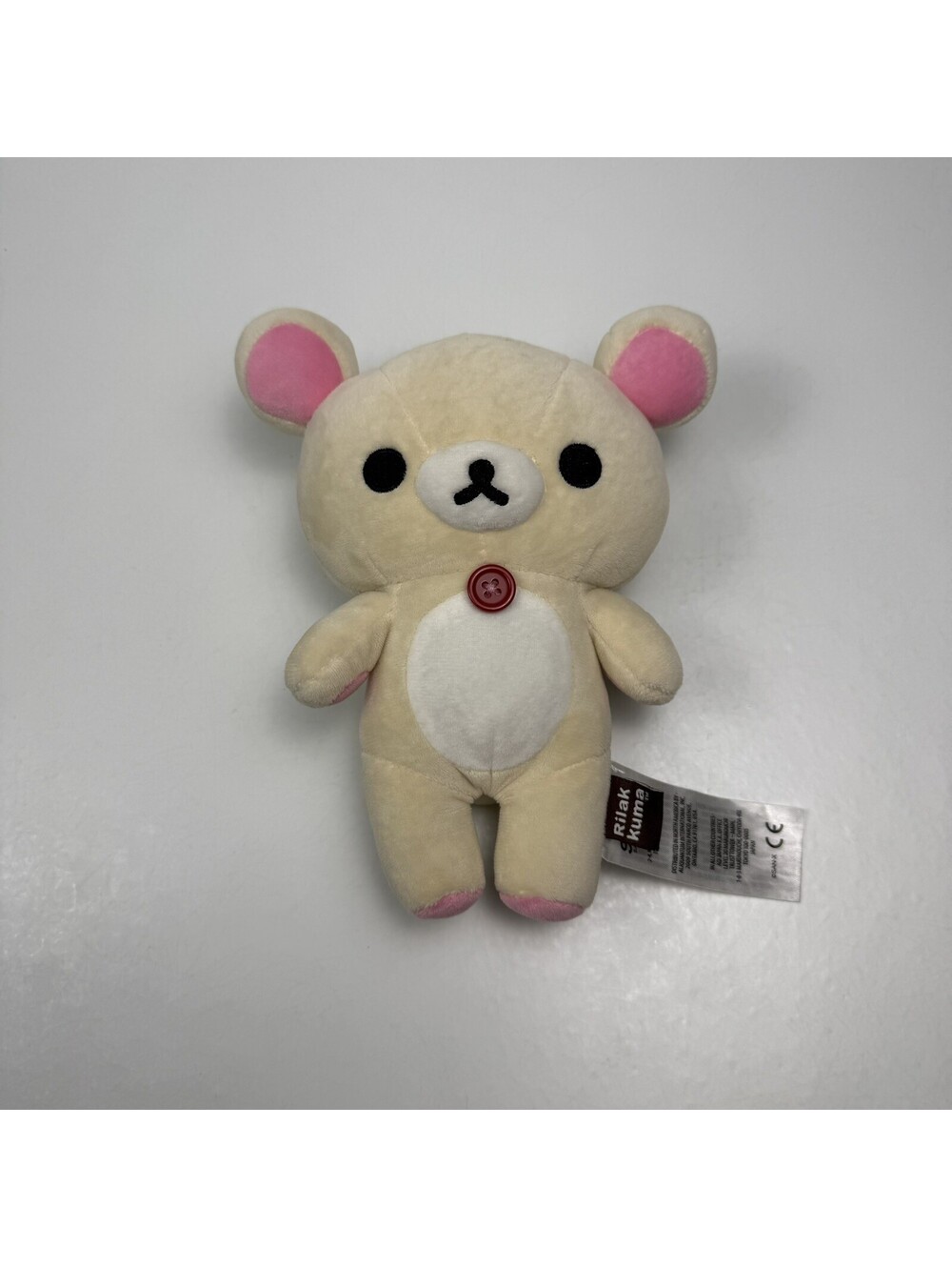 San-X Rilakkuma Korilakkuma Bear Plush Toy 12” 2024 Red Button, EXCLNT